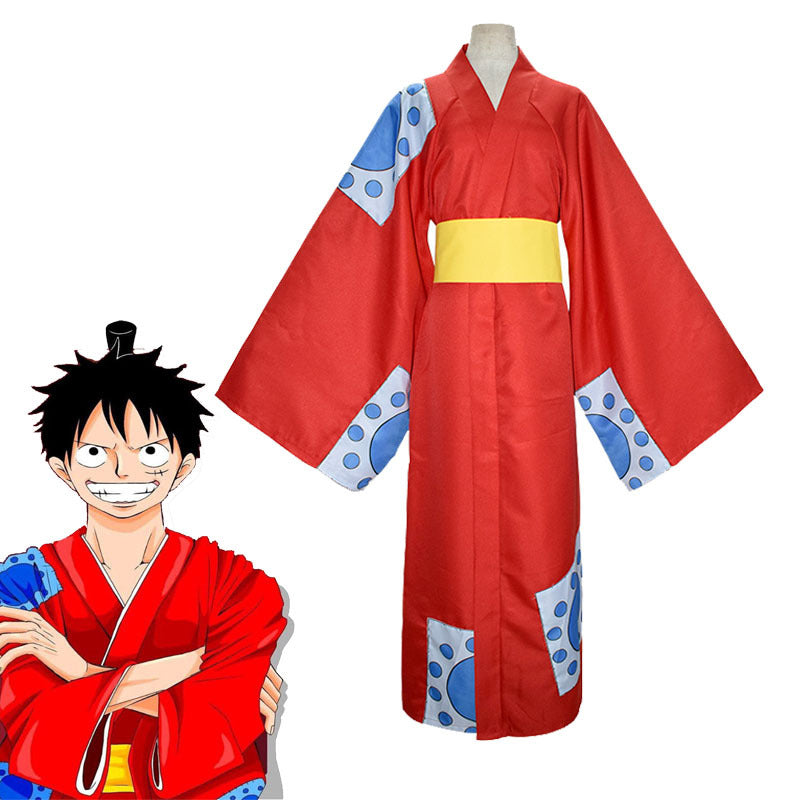 In Stock One Piece Wano Country Monkey D. Luffy Cosplay Costume Kimono  Outfits Halloween Carnival Suit