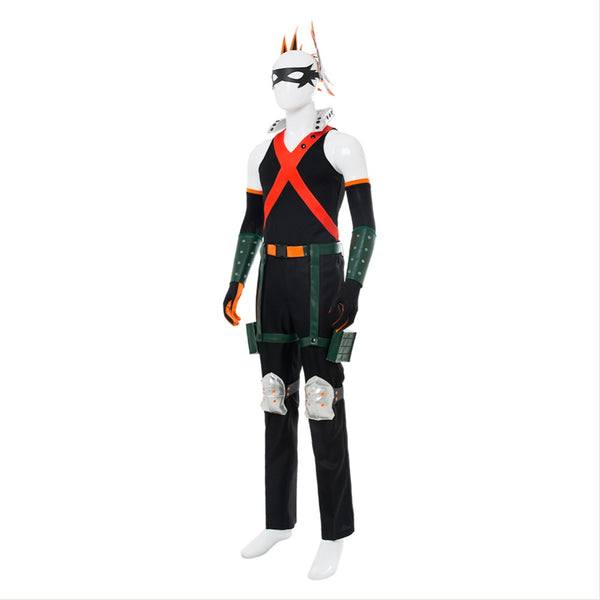 Anime Boku No Hero / My Hero Academia Katsuki Bakugo Hero Costume With Wigs and Shoes Whole Set Kacchan Fighting Costume Set