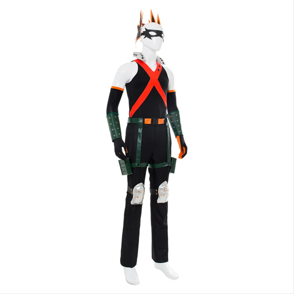 Anime Boku No Hero / My Hero Academia Katsuki Bakugo Hero Costume With Wigs and Shoes Whole Set Kacchan Fighting Costume Set