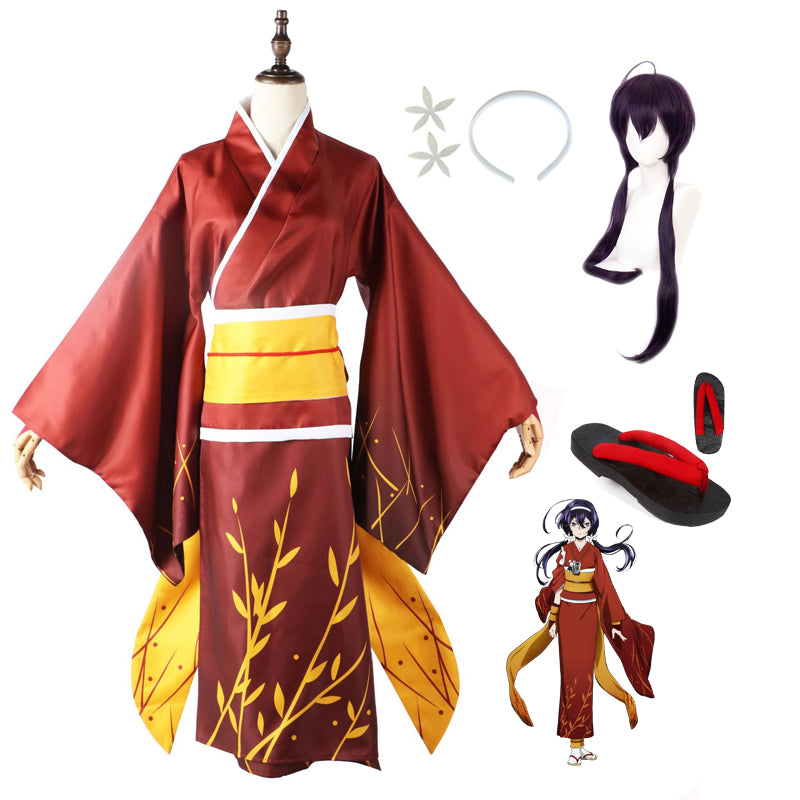 Anime Bungou Stray Dogs Izumi Kyouka Costume Kimono+Wigs+Wooden Clogs Shoes Full Set Halloween Carnival Costume