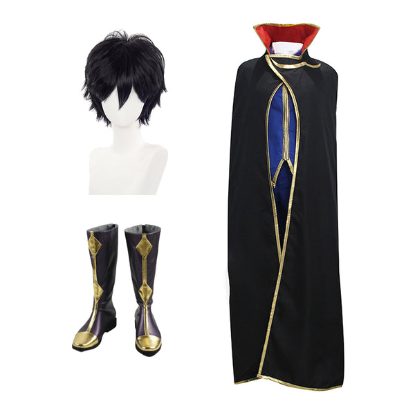 Anime Code Geass Lelouch of the Rebellion R2 Lelouch Lamperouge Zero Costume Full Set With Wigs and Boots Halloween Cosplay Outfit Set