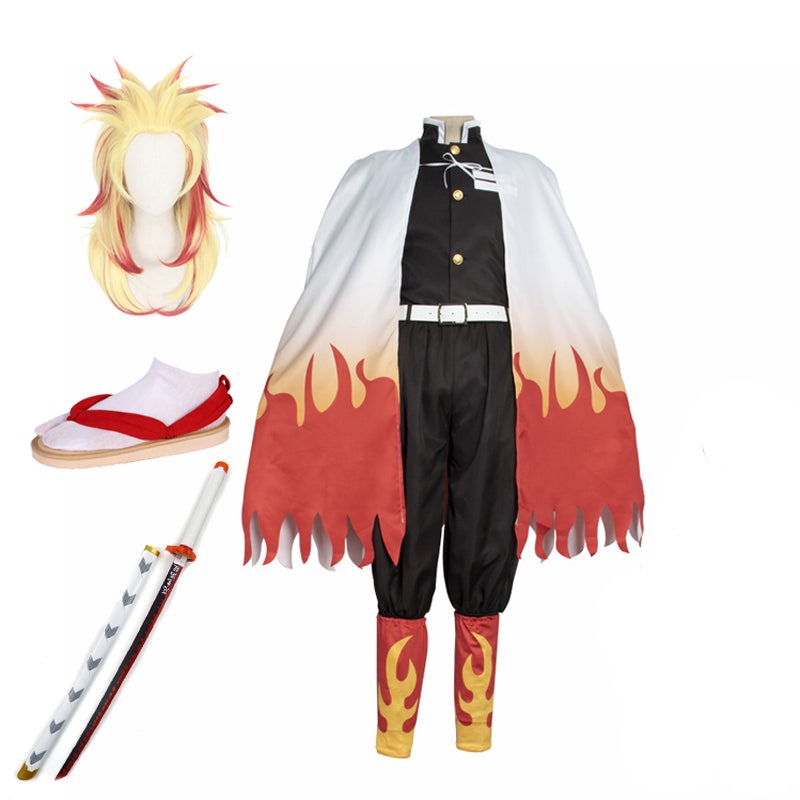 Anime Demon Slayer Kimetsu no Yaiba Kyojuro Rengoku Whole Set Costume ...