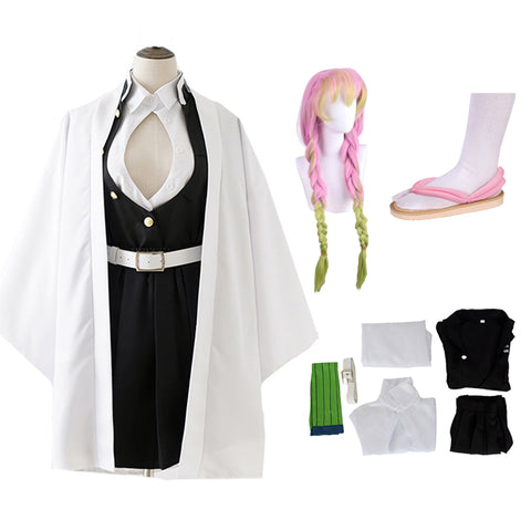 Anime Mitsuri Kanroji Full Set Costume+Wigs+Shoes Halloween Carnival Outfit Set