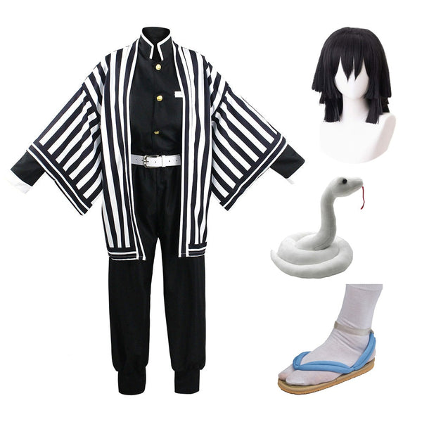 Anime Obanai Iguro Whole Set Cosplay Costume+Wigs+Shoes+Toy Snake Halloween Cosplay Outfit