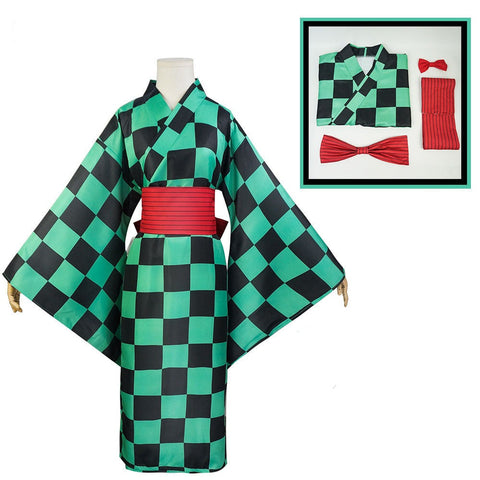 Anime Tanjiro Kamado Kimono Dress Costume Female Cosplay Costume