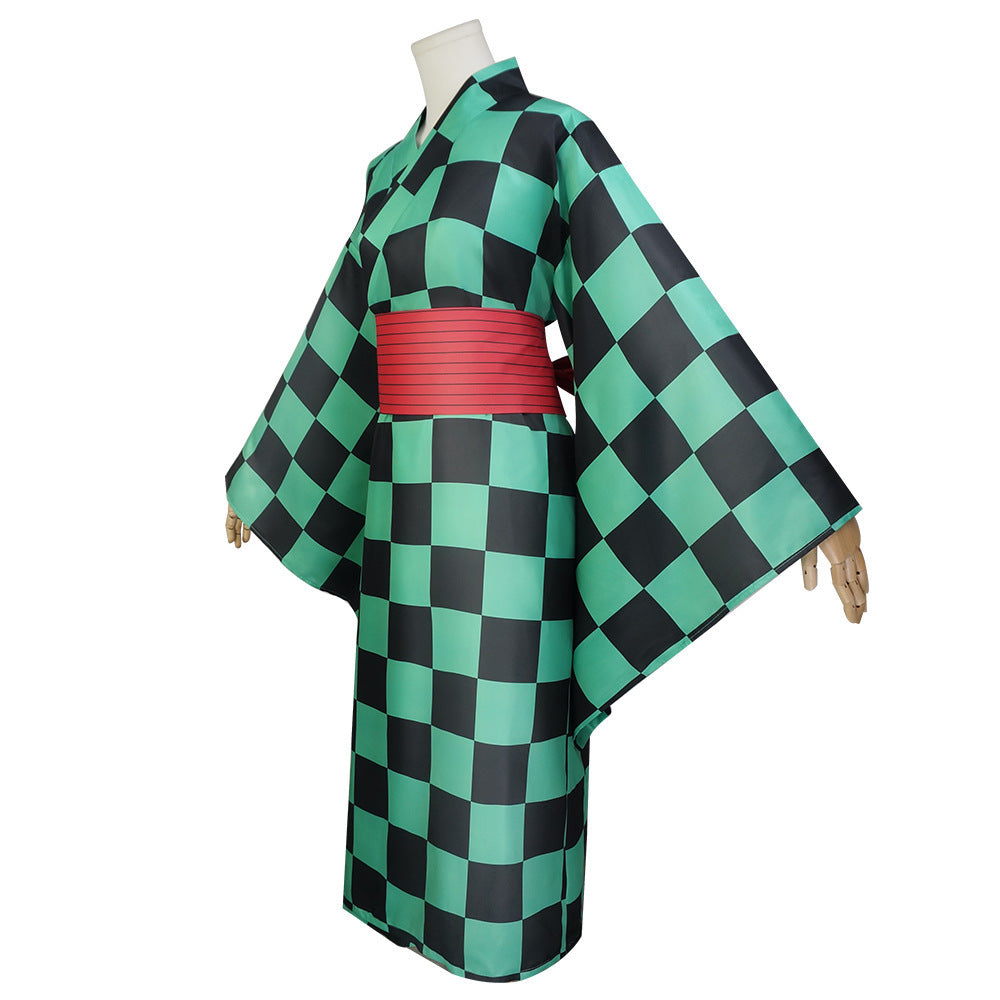 Anime Demon Slayer Kimetsu no Yaiba Tanjiro Kamado Kimono Dress Costum ...