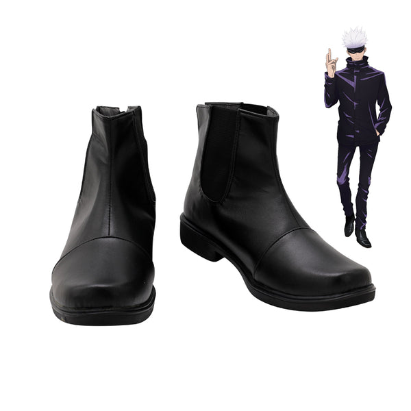 Anime Jujutsu Kaisen Satoru Gojo Cosplay Shoes Black PU Leather Costume Shoes Accessories