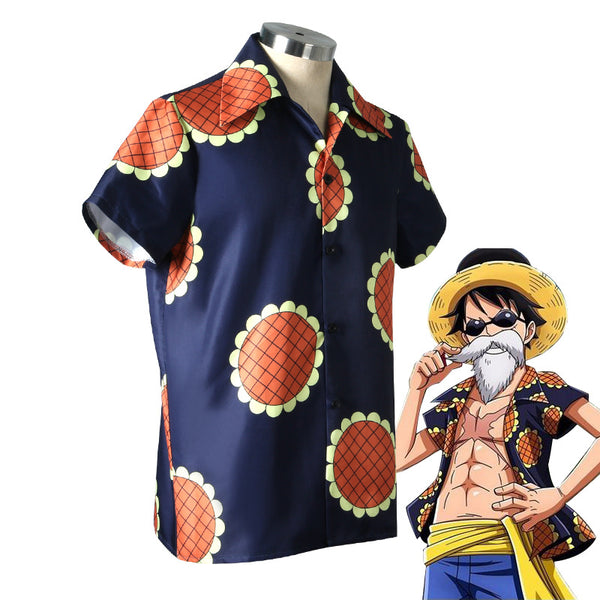 Anime One Piece Dressrosa Arc Straw Hat Monkey D. Luffy Disguise Costume Full Set With Hat and Beard