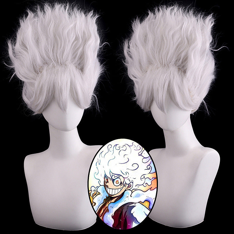 Anime One Piece Monkey D. Luffy Gear 5 Costume Wigs White Wigs