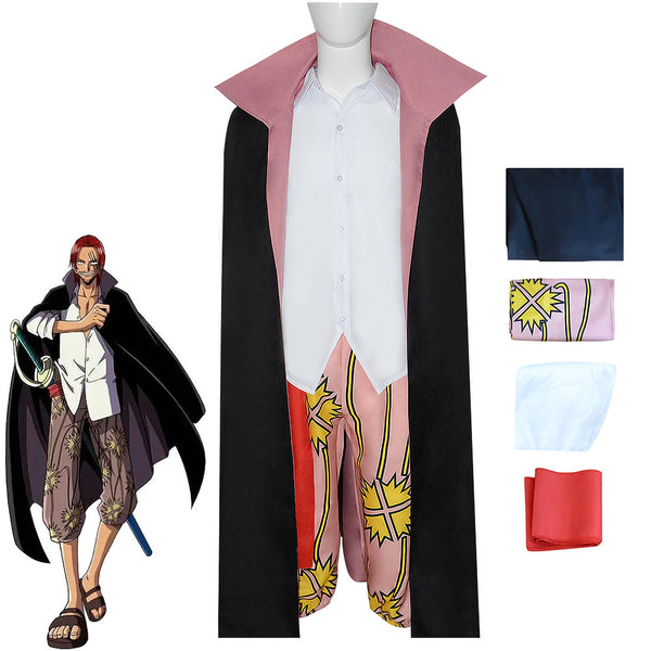 Anime One Piece Red Hair Shanks Cosplay Costume With Cloak Halloween Carnival Cosplay Outfit