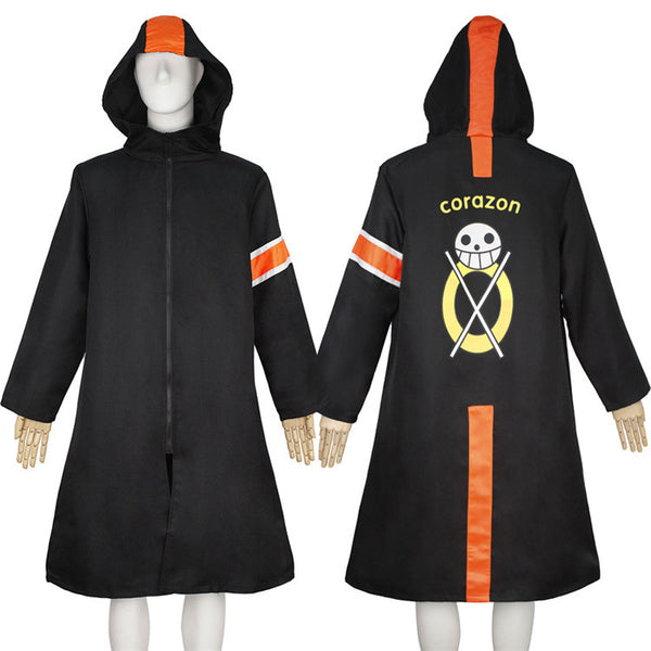 Anime One Piece Trafalgar Law Dressrosa Arc Costume Full Set Hooded Cloak With Pants and Hat Costume Outfit