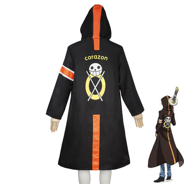 Anime One Piece Trafalgar Law Dressrosa Arc Costume Full Set Hooded Cloak With Pants and Hat Costume Outfit