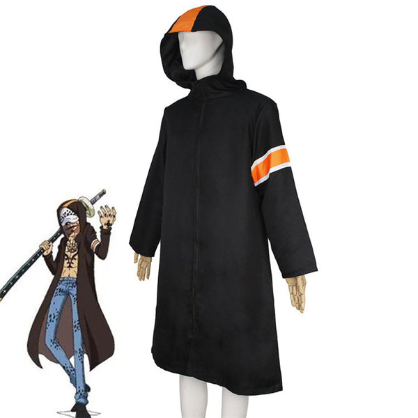 Anime One Piece Trafalgar Law Dressrosa Arc Costume Full Set Hooded Cloak With Pants and Hat Costume Outfit