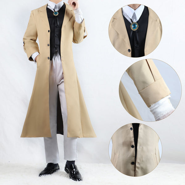 Anime Osamu Dazai Costume Khaki Cosplay Outfit Bungou Stray Dogs Halloween Costume