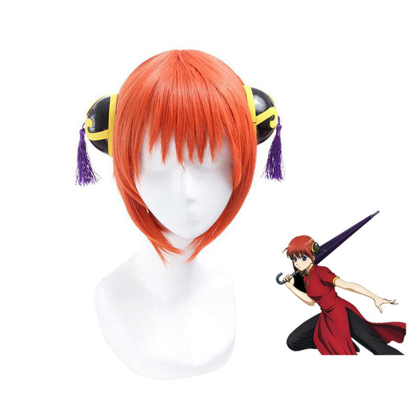 Anime Silver Soul Gintama Kagura Full Set Costume Kung Fu Suit With Wigs and Shoes Halloween Carnival Outfit