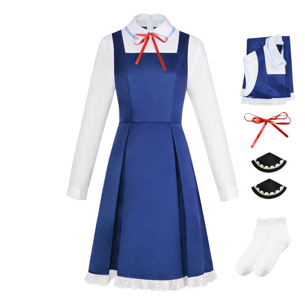 Anya Forger Kids Girls Costume Blue Dress Halloween Cosplay Outfit