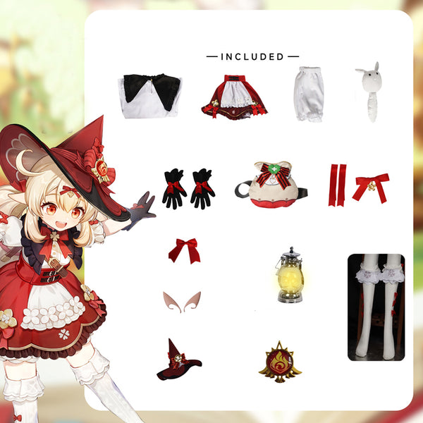 Genshin Impact Klee New Skin Blossoming Starlight Cosplay Costume Outfit Halloween Witch Cosplay Outfit