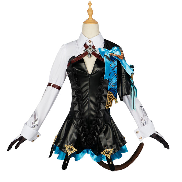 Genshin Impact Lynette Costume Deluxe PU Leather Version Halloween Carnival Cosplay Outfit