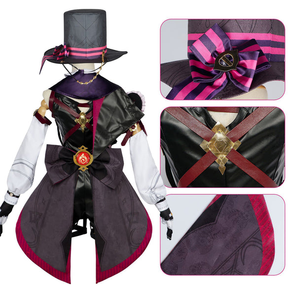 Genshin Impact  Lyney Costume With Hat Full Set Halloween Carnival Cosplay Outfit Set