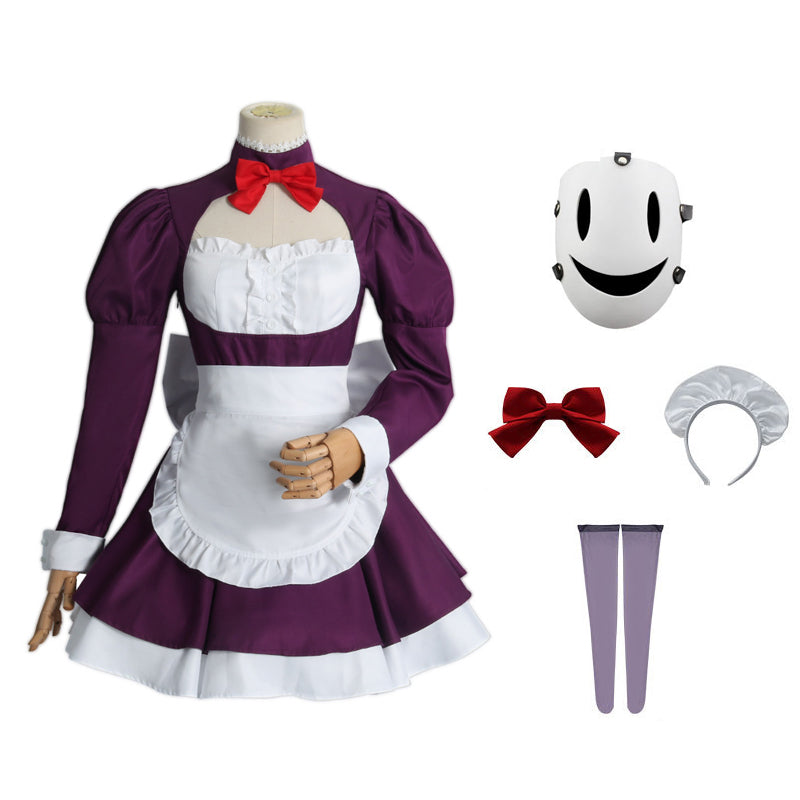 High-Rise Invasion Maid Mask Cosplay Maid Dress Costume With Mask Outfit For Halloween Carnival