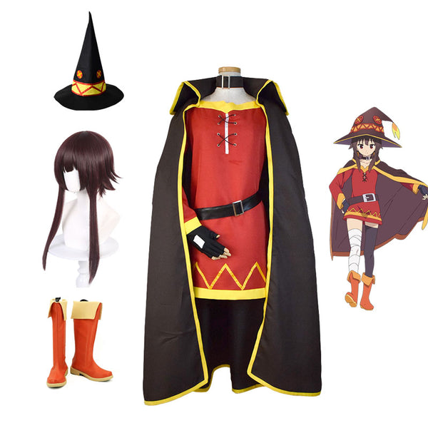 KonoSuba: God's Blessing on this Wonderful World! Megumin Whole Set Costume With Wigs and Boots Cosplay Outfit Set