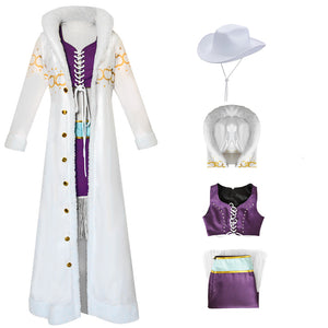 One Piece Robin Arabasta Arc Outfit Costume With Hat Nico Robin Deluxe White Cloak Cosplay Costume Set