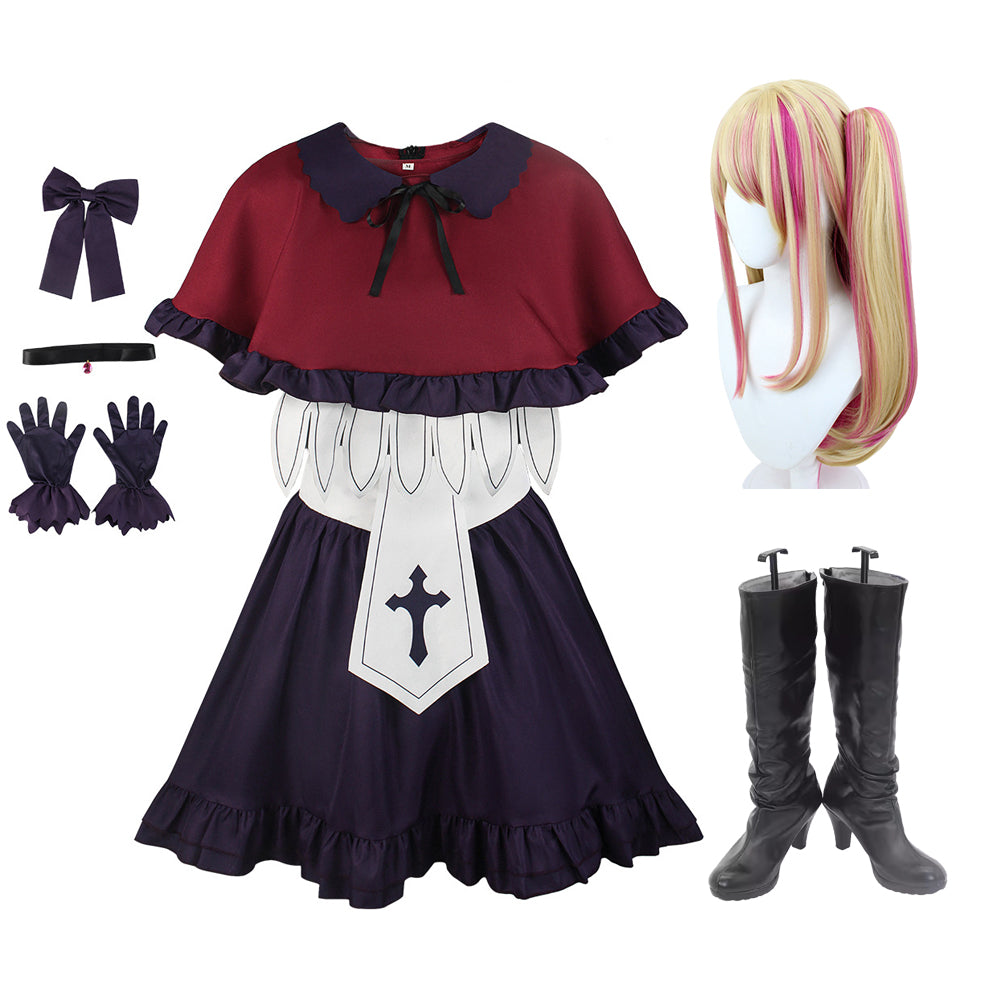 Oshi no Ko Ruby Hoshino Whole Set New Costume Dress With Wigs and Boots Halloween Cosplay Outfit Set