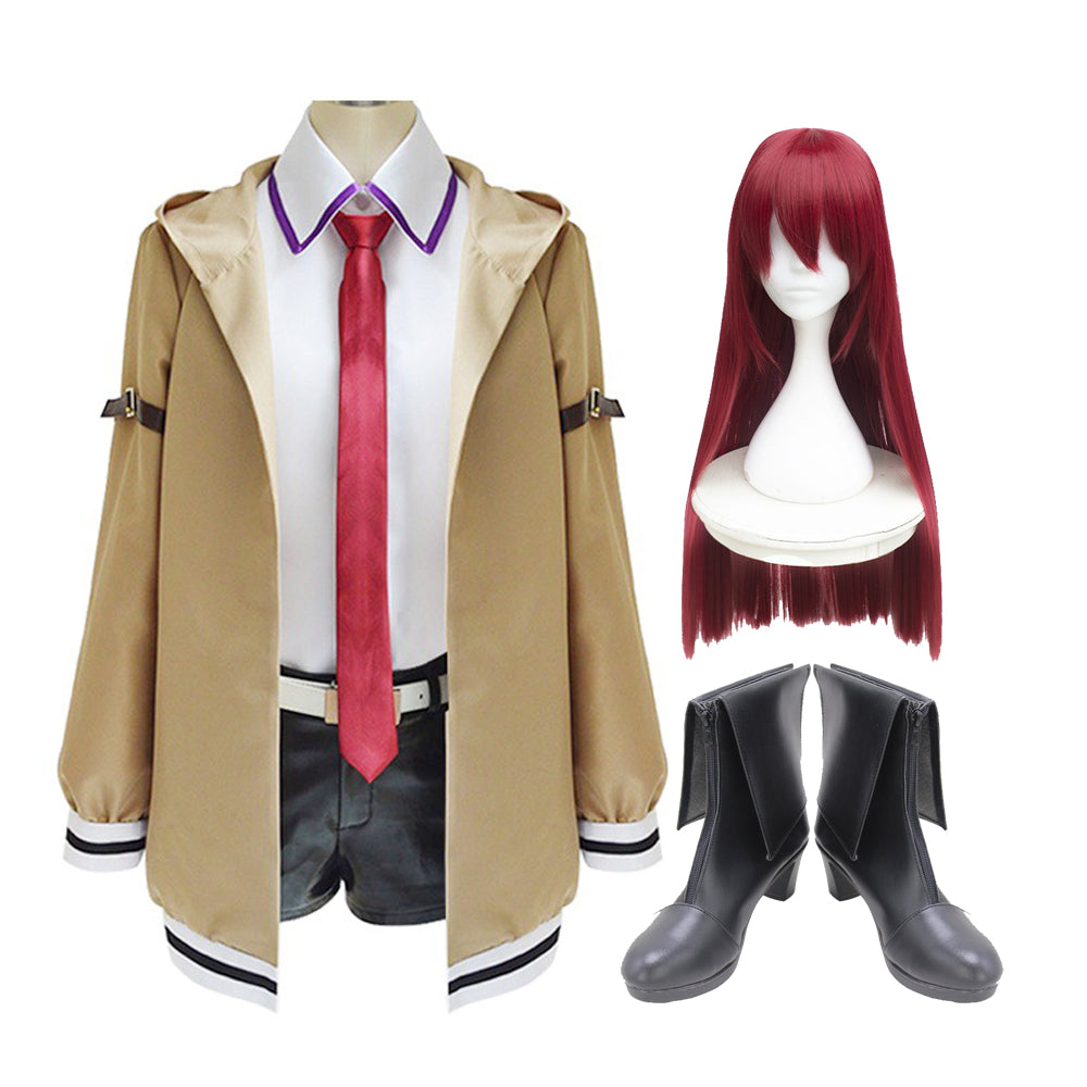 Steins;Gate Kurisu Makise Whole Set Costume With Wigs and Boots Halloween Carnival Full Set Outfit