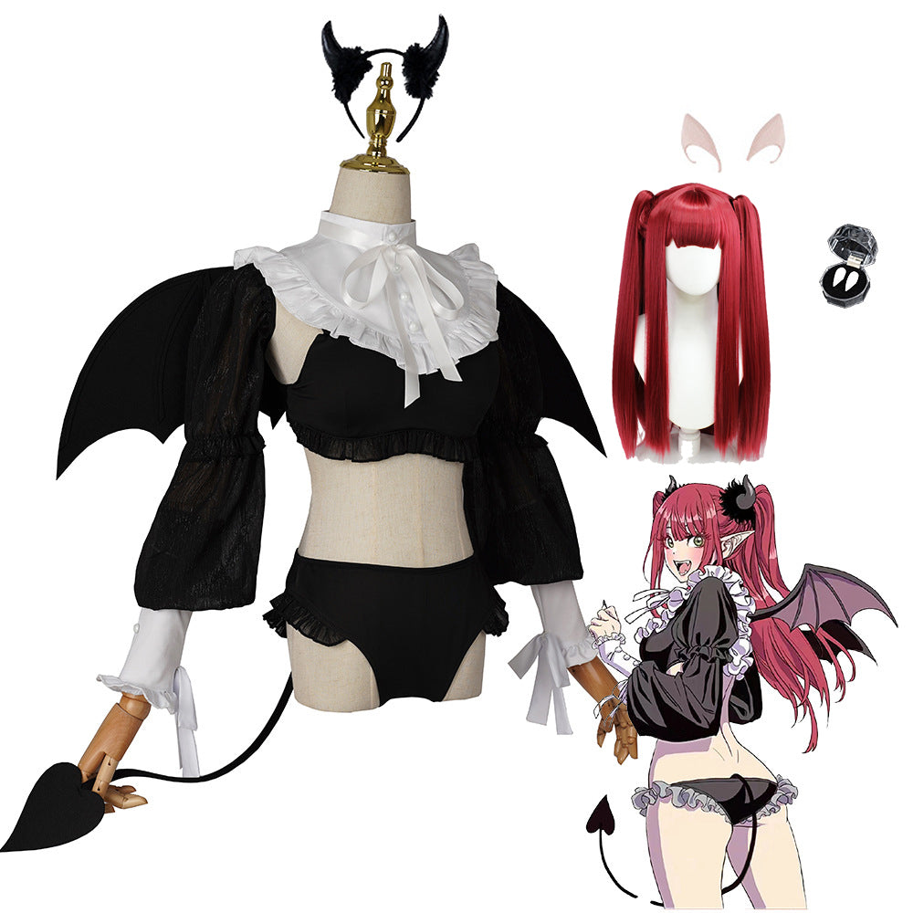 Anime My Dress-Up Darling Kitagawa Marin Rizu-kyun Little Devil Costume Whole Set With Wigs and Wings