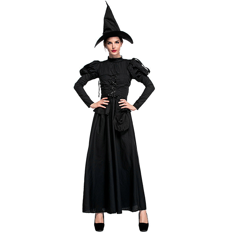 Deluxe Black Coak Witch Cosplay Costume Halloween/Stage Performance ...