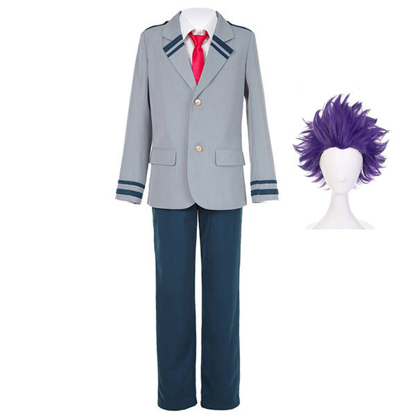 Anime Boku No Hero / My Hero Academia Hitoshi Shinso School Uniform Costume With Wigs Set Halloween Carnival Outfit