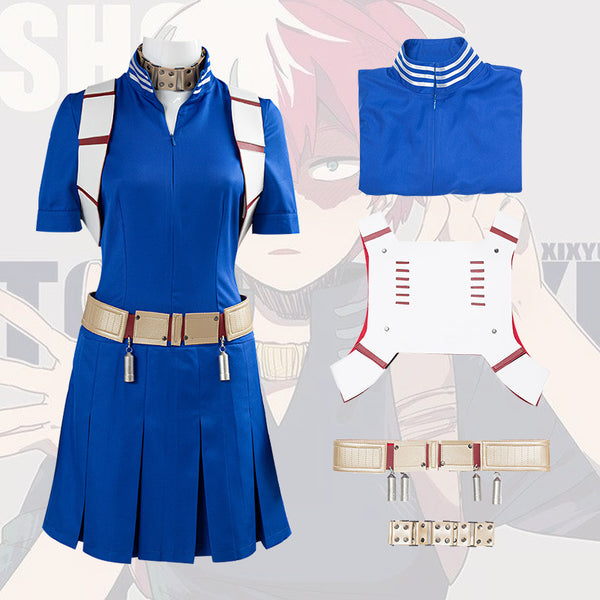 Anime Boku No Hero / My Hero Academia Shoto Todoroki Female Ver.Fighting Suit Costume Halloween Cosplay Dress