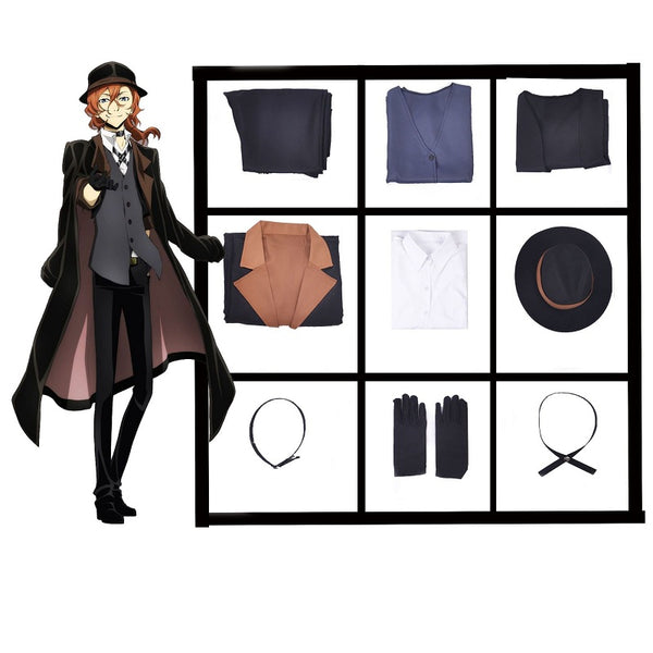 Anime Bungou Stray Dogs Nakahara Chuuya Cosplay Costume With Wigs Full Set Costume