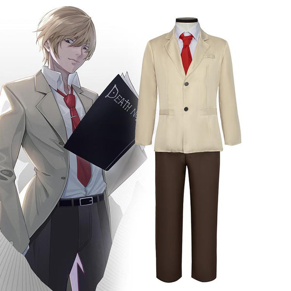 Anime Death Note Light Yagami Cosplay Costume Uniform With Wigs Halloween Costume Set