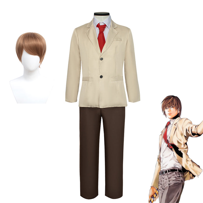 Anime Death Note Light Yagami Cosplay Costume Uniform With Wigs Halloween Costume Set