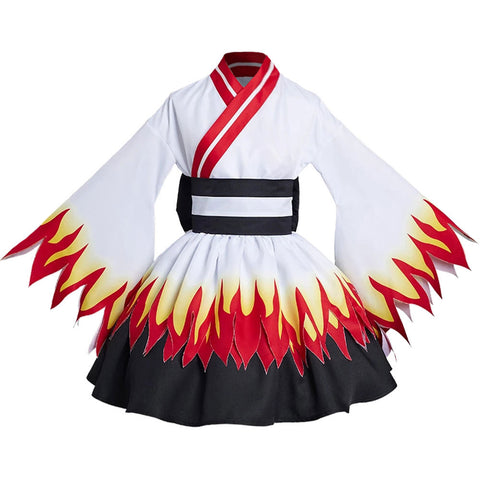 Anime Kyojuro Rengoku Female Costume Dress Halloween Carnival Cosplay Dress