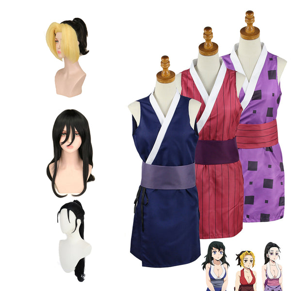 Anime Uzui Tengen Wives Suma Hinatsuru Makio Cosplay Costume With Wigs Set