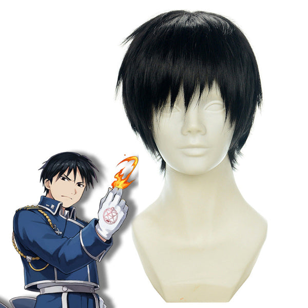 Anime Fullmetal Alchemist Cosplay Roy Mustang Costume and Wigs Set Halloween Whole Set Costume