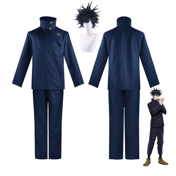 Anime Jujutsu Kaisen Megumi Fushiguro Full Set Cosplay Costume Uniform With Wigs