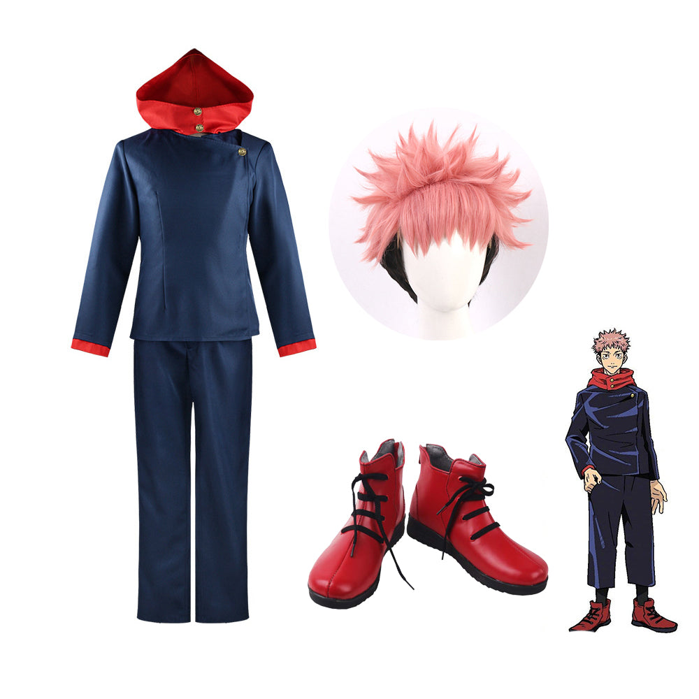 Anime Jujutsu Kaisen Yuji Itadori Whole Set Cosplay Costume With Wigs ...