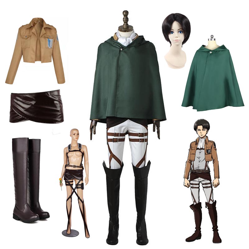 Attack On Titan Shingeki no Kyojin Levi Ackerman Costume Uniform Full ...