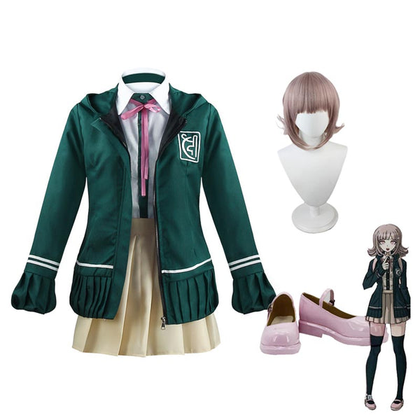 Danganronpa 2: Goodbye Despair Chiaki Nanami Whole Set Costume With Wigs and Cosplay Shoes Set