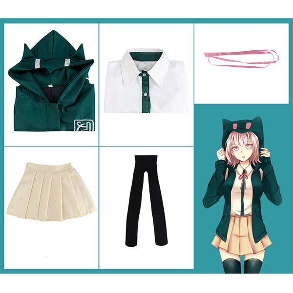 Danganronpa 2: Goodbye Despair Chiaki Nanami Whole Set Costume With Wigs and Cosplay Shoes Set