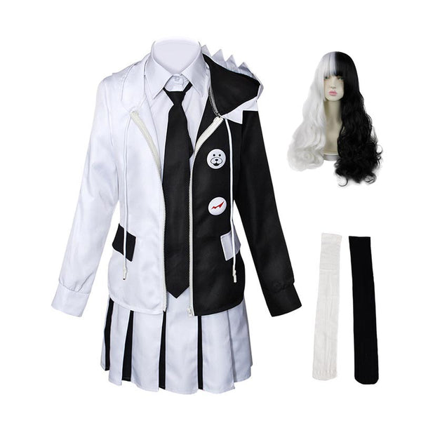 Danganronpa Monokuma Cosplay Costume Uniform With Wigs Halloween Carnival Costume Outfit