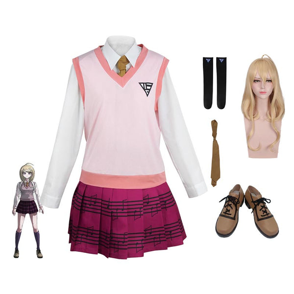 Danganronpa V3: Killing Harmony Akamatsu Kaede Full Set Costume Uniform Dress+Wigs+Shoes Carnival Costume