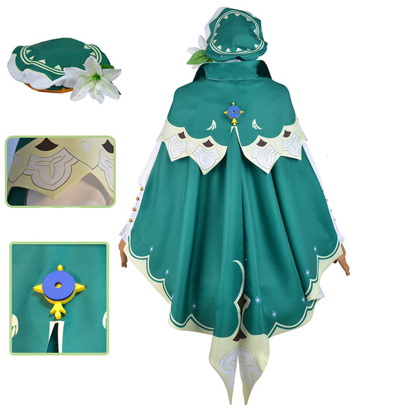 Genshin Impact Cosplay Anemo Archon Venti Female Costume Dress With Wigs FulL Set Costume