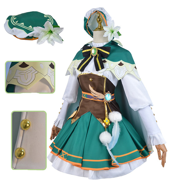 Genshin Impact Cosplay Anemo Archon Venti Female Costume Dress With Wigs FulL Set Costume