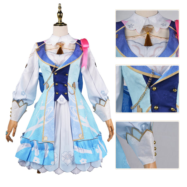 Genshin Impact Cosplay Kamisato Ayaka Skin Springbloom Missive Costume With Wigs Hat and Boots Whole Set Halloween Costume