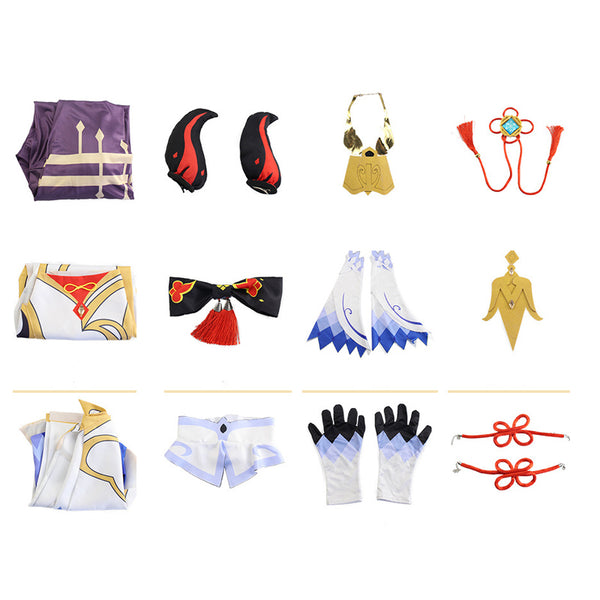 Genshin Impact Ganyu Cosplay Costume With Horns Props Halloween Carnival Cosplay Outfit