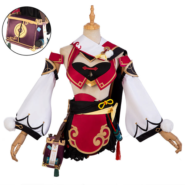 Genshin Impact Yanfei  Costume Full Set With Wigs and Boots Halloween Cosplay Outfit Set